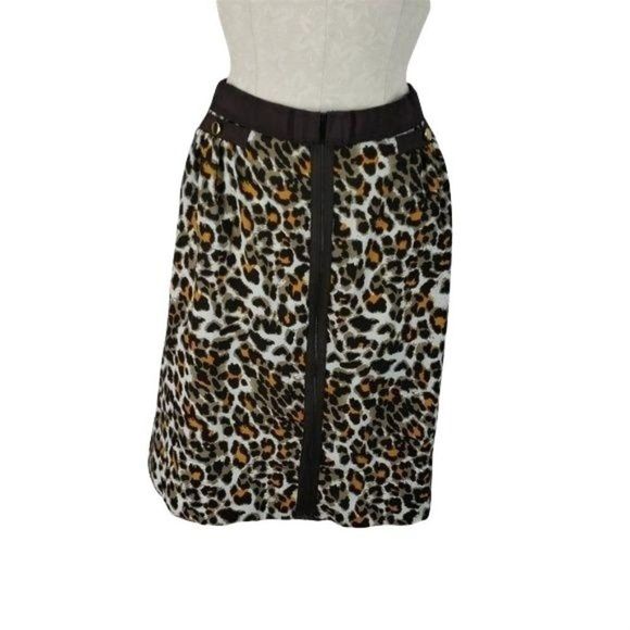 JW Woman Plus Size Leopard Animal Print Flare Exposed Zipper Skirt Size 14W - Picture 3 of 8